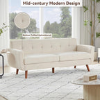 Canapé causeuse 65 pouces style milieu du siècle - Petit canapé capitonné et rembourré pour salon et chambre, montage facile, beige