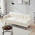 Canapé causeuse 65 pouces style milieu du siècle - Petit canapé capitonné et rembourré pour salon et chambre, montage facile, beige