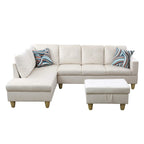 Ensemble de canapés de salon 3 pièces en flanelle blanche 66,5