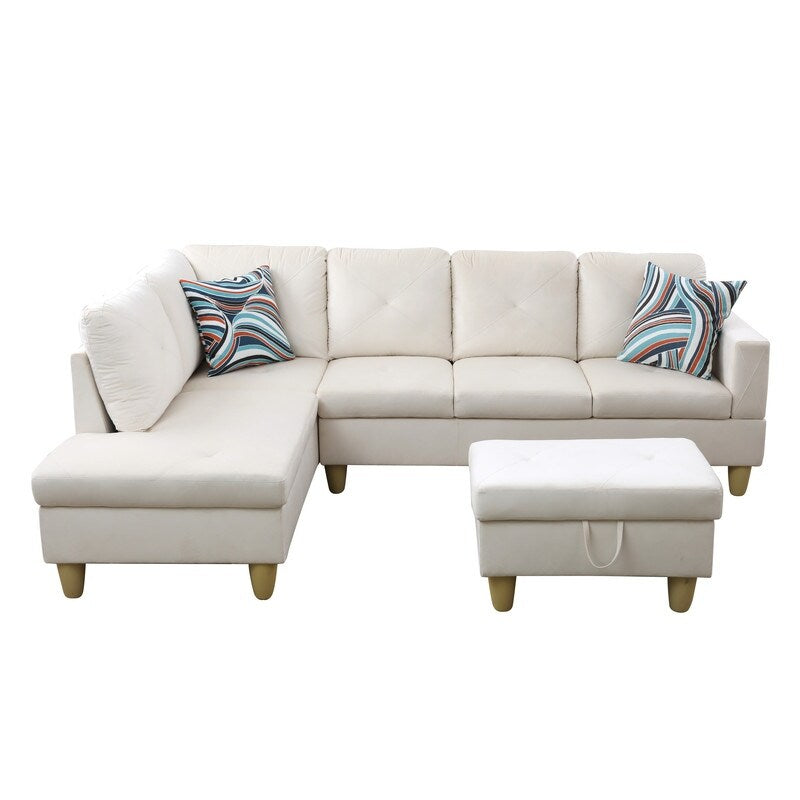 Ensemble de canapés de salon 3 pièces en flanelle blanche 66,5