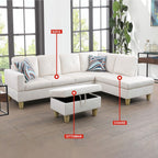 Ensemble de canapés de salon 3 pièces en flanelle blanche 66,5