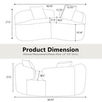 Canapé causeuse incurvé gris de 66,93 pouces, entièrement en éponge de compression, tissu velours Teddy, canapé compact sans assemblage