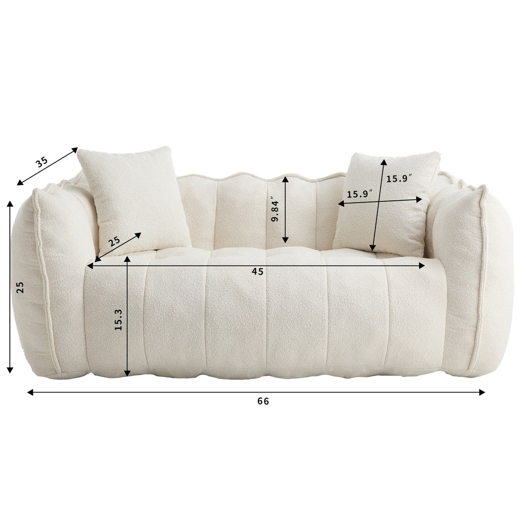 Pouf carré en chenille de 66 pouces avec noyau en mousse haute résilience, accoudoirs et poignée