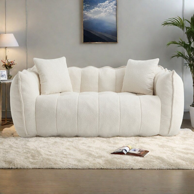 Pouf carré en chenille de 66 pouces avec noyau en mousse haute résilience, accoudoirs et poignée