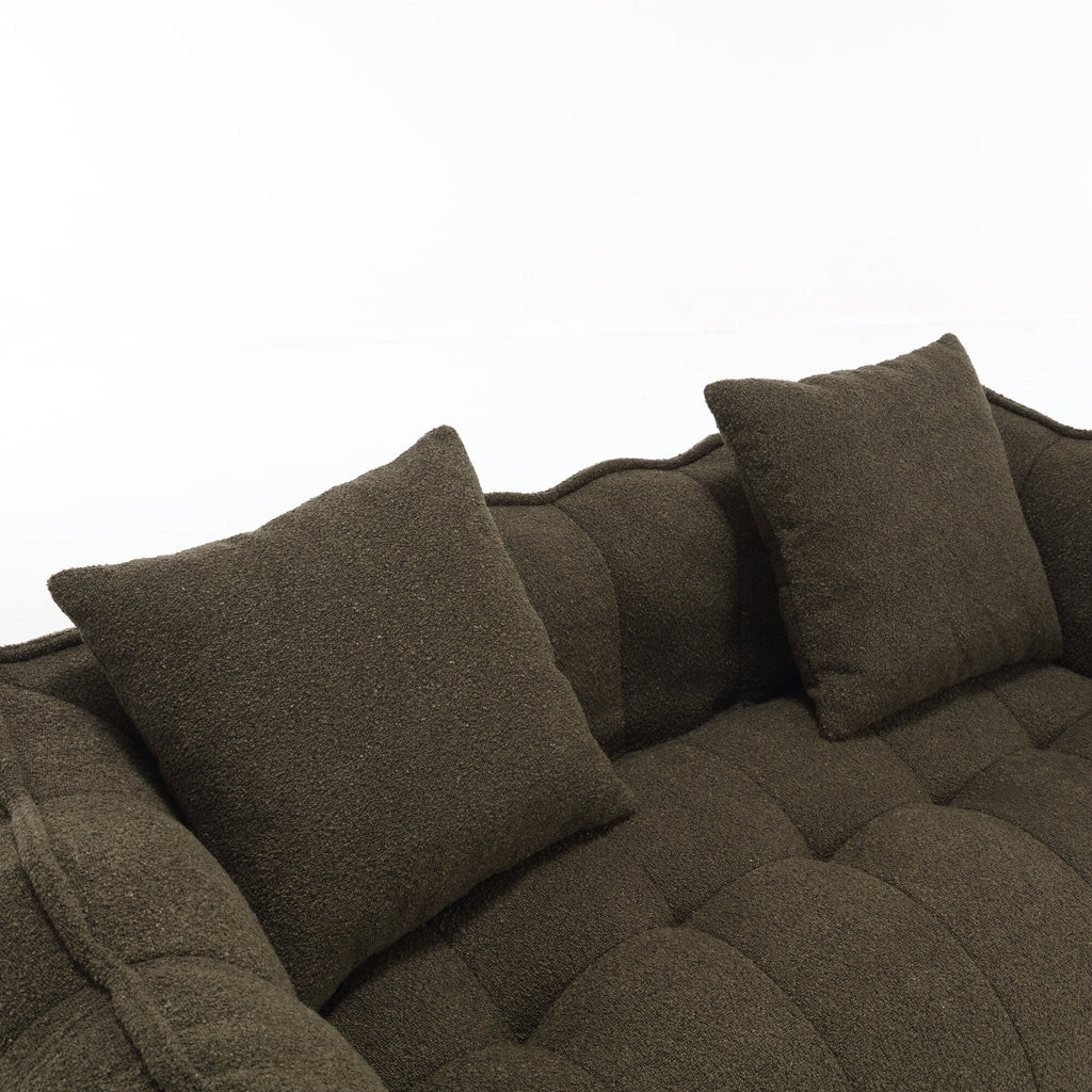 Pouf carré en chenille de 66 pouces avec noyau en mousse haute résilience, accoudoirs et poignée