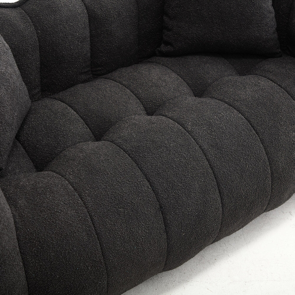 Pouf carré en chenille de 66 pouces avec noyau en mousse haute résilience, accoudoirs et poignée