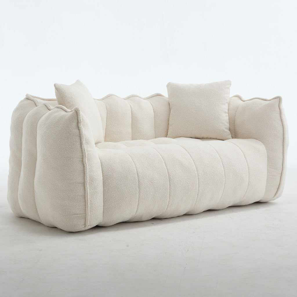 Pouf carré en chenille de 66 pouces avec noyau en mousse haute résilience, accoudoirs et poignée