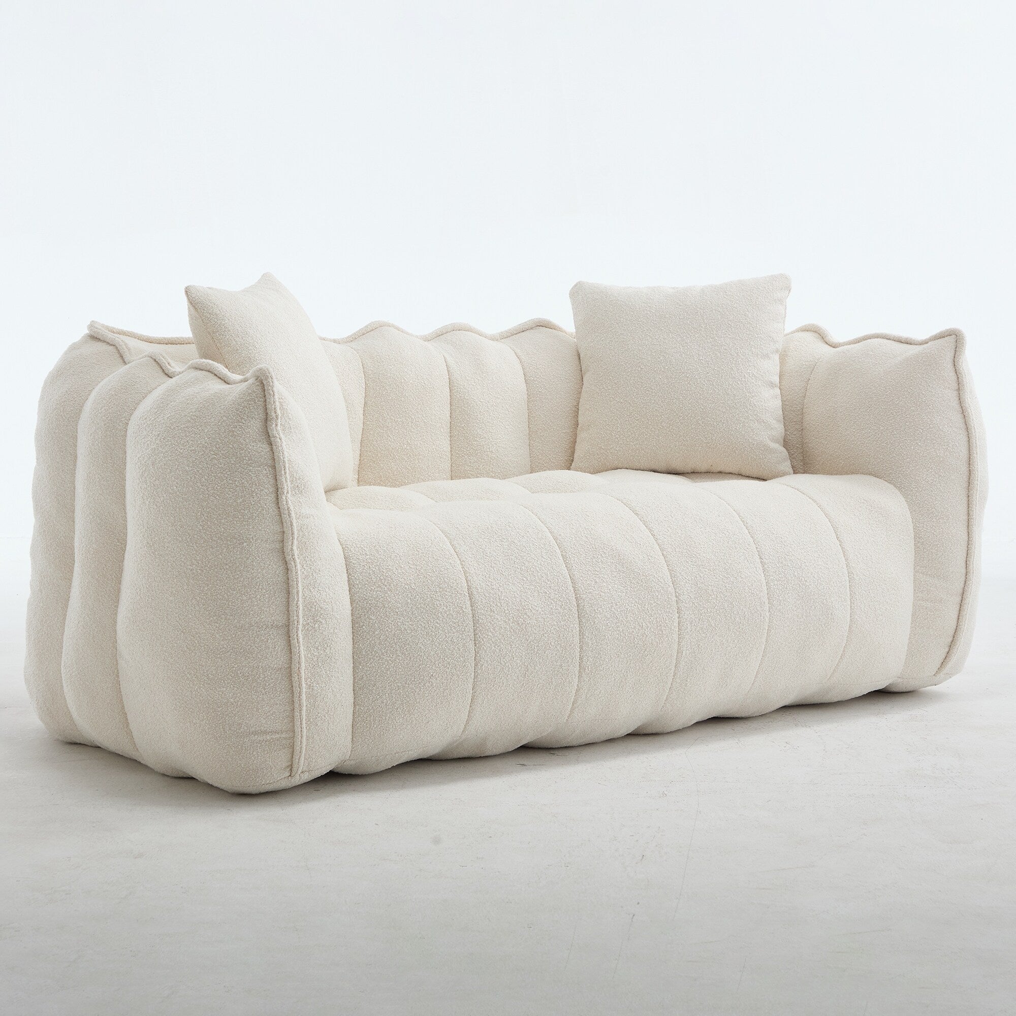 Pouf carré en chenille de 66 pouces avec noyau en mousse haute résilience, accoudoirs et poignée