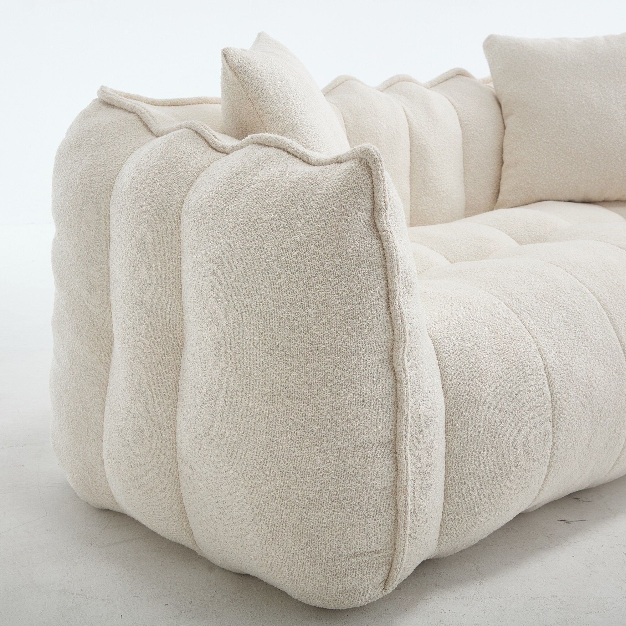 Pouf carré en chenille de 66 pouces avec noyau en mousse haute résilience, accoudoirs et poignée