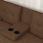 Canapé-lit pliant 66 places avec pieds en métal argenté et porte-gobelet pour salon