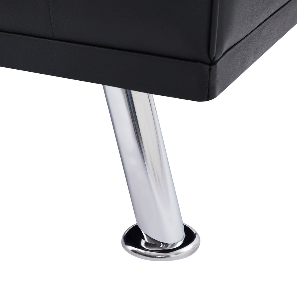 Canapé-lit pliant 66 places avec pieds en métal argenté et porte-gobelet pour salon