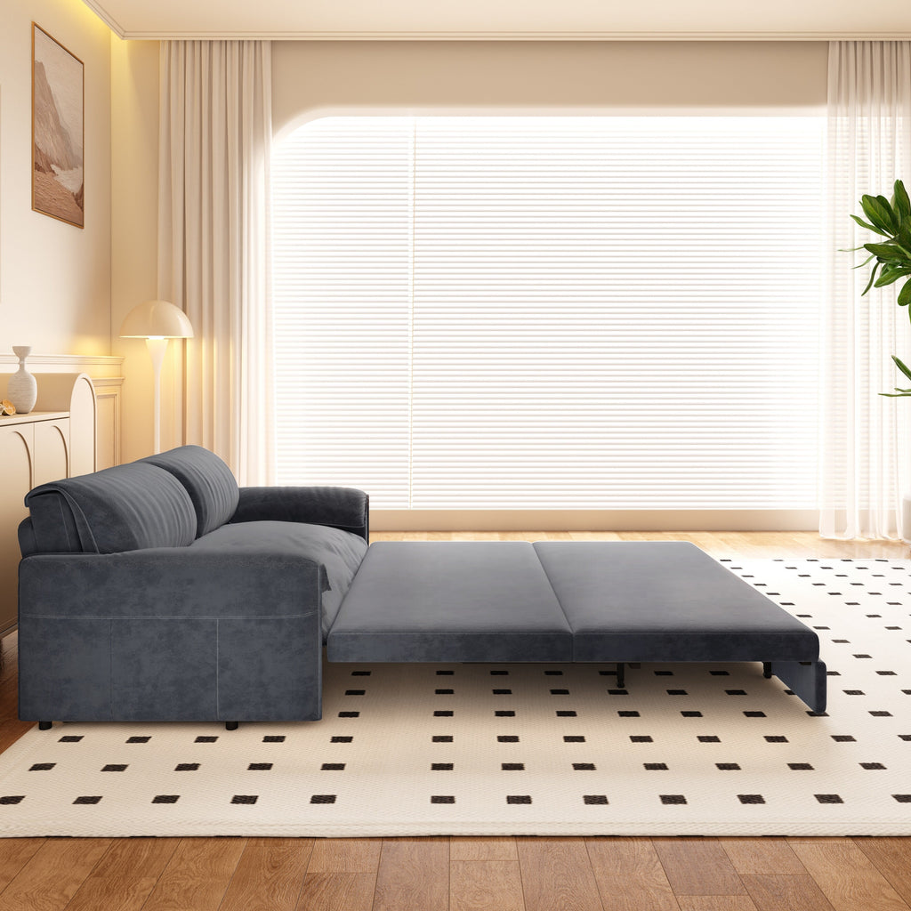 Canapé-lit gigogne Queen 66 pouces, canapé-lit convertible 3 en 1 avec rangement latéral, causeuse-lit multifonction en velours