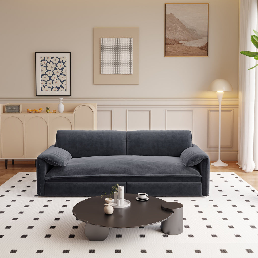 Canapé-lit gigogne Queen 66 pouces, canapé-lit convertible 3 en 1 avec rangement latéral, causeuse-lit multifonction en velours