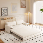 Canapé-lit gigogne Queen 66 pouces, canapé-lit convertible 3 en 1 avec rangement latéral, causeuse-lit multifonction en velours