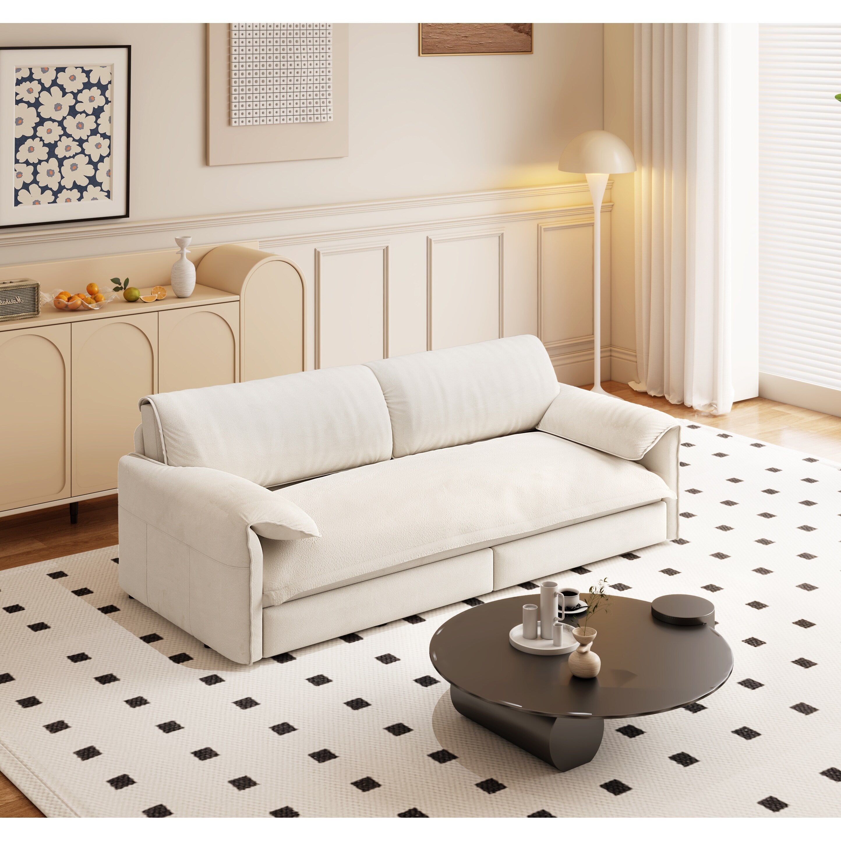 Canapé-lit gigogne Queen 66 pouces, canapé-lit convertible 3 en 1 avec rangement latéral, causeuse-lit multifonction en velours