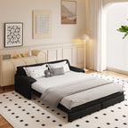 Canapé-lit gigogne Queen 66 pouces, canapé-lit convertible 3 en 1 avec rangement latéral, causeuse-lit multifonction en velours