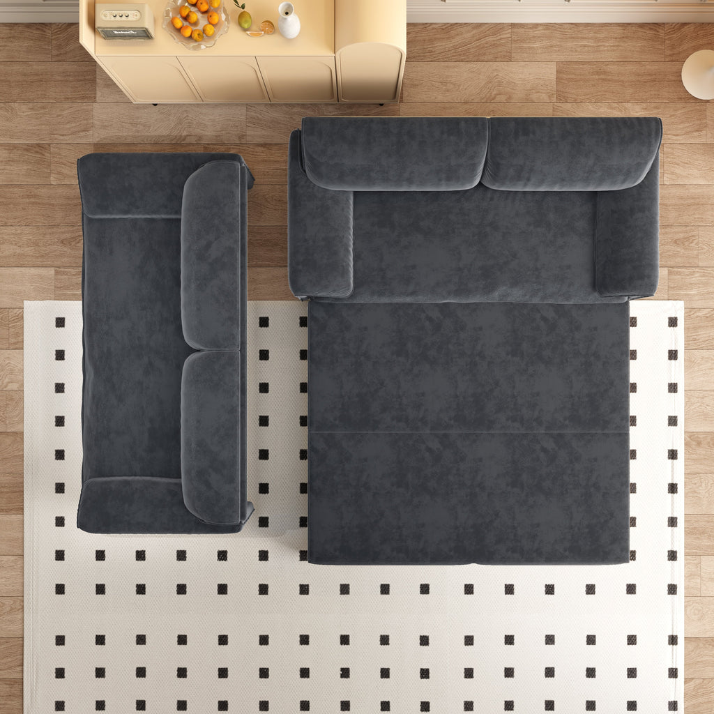 Canapé-lit gigogne Queen 66 pouces, canapé-lit convertible 3 en 1 avec rangement latéral, causeuse-lit multifonction en velours