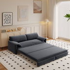 Canapé-lit gigogne Queen 66 pouces, canapé-lit convertible 3 en 1 avec rangement latéral, causeuse-lit multifonction en velours