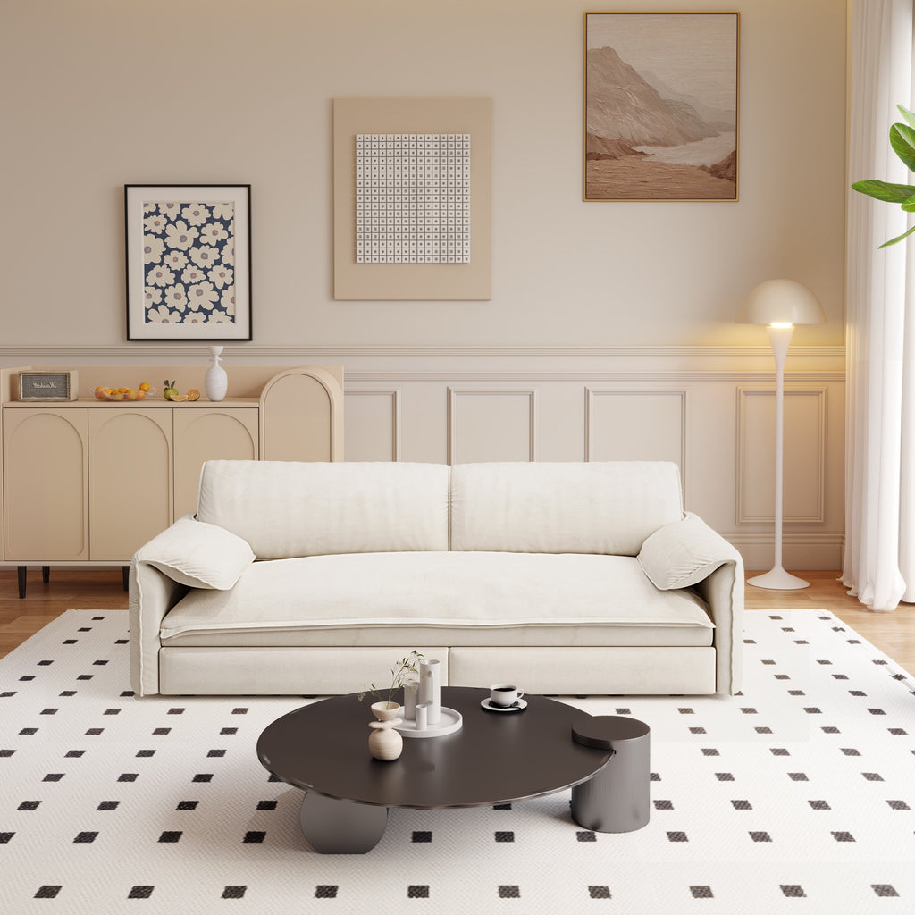 Canapé-lit gigogne Queen 66 pouces, canapé-lit convertible 3 en 1 avec rangement latéral, causeuse-lit multifonction en velours