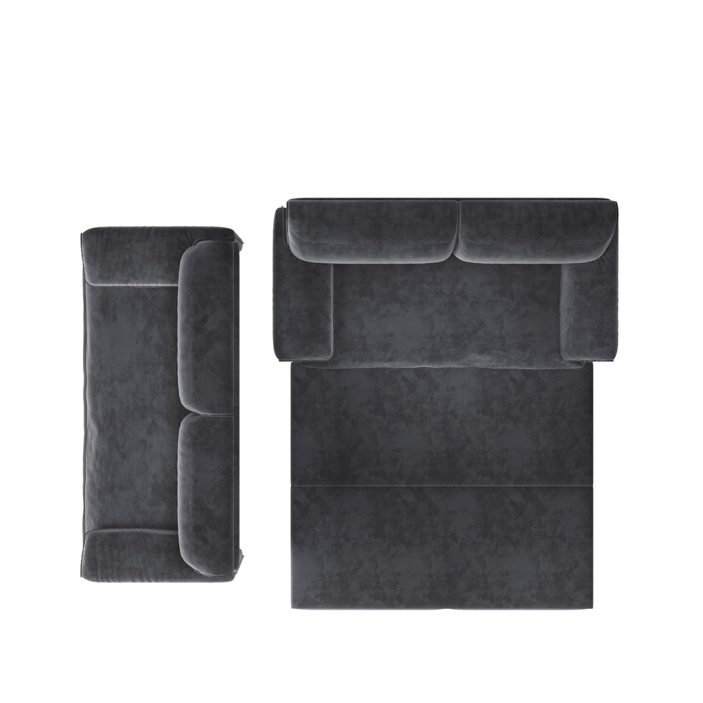 Canapé-lit 2 places en velours avec rangement latéral pour salon et appartement