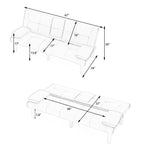 Canapé-lit pliable en PVC noir de 67 pouces avec porte-gobelet pour salon, chambre d'amis, dortoir, bureau