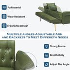 Canapé-lit en similicuir de 67,71 pouces avec accoudoirs réglables - 67,71 L x 33,07 P x 31,1 H