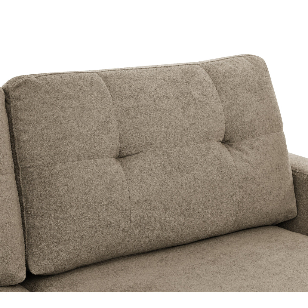 Causeuse capitonnée style milieu de siècle avec pieds en bois - 29,5 po x 67,7 po x 34,6 po