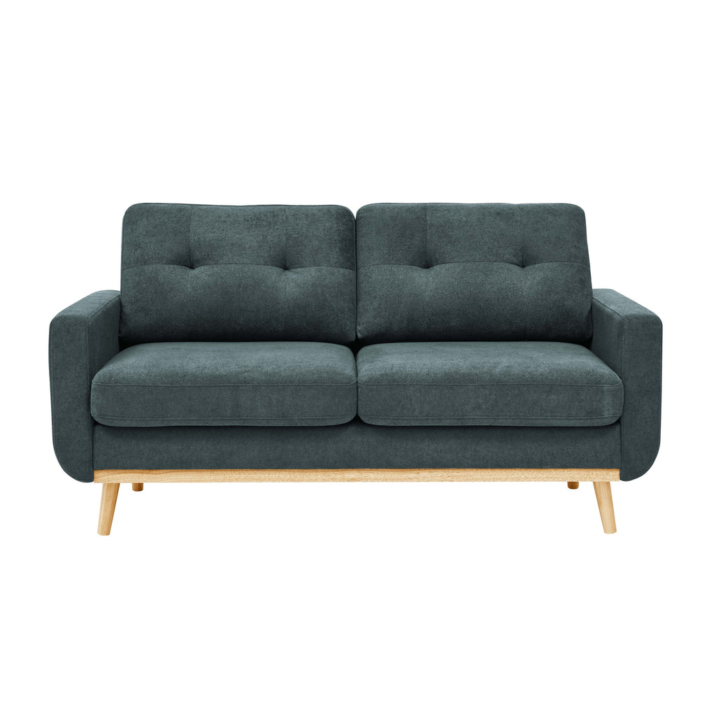 Causeuse capitonnée style milieu de siècle avec pieds en bois - 29,5 po x 67,7 po x 34,6 po