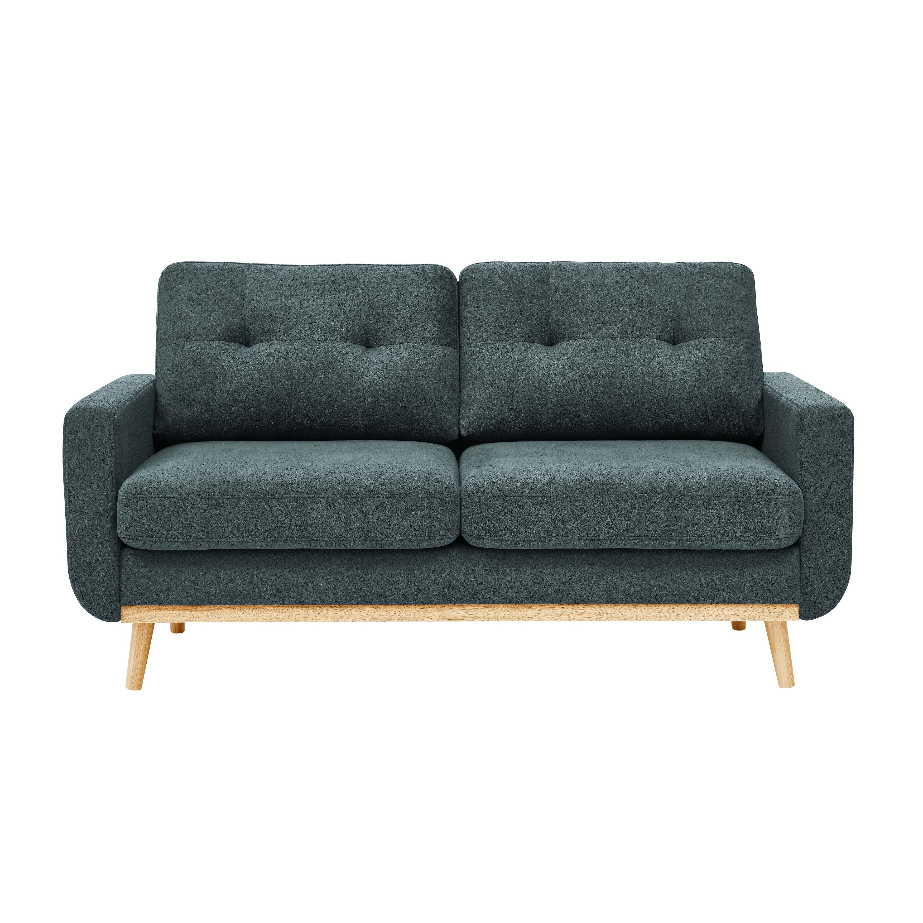 Causeuse capitonnée style milieu de siècle avec pieds en bois - 29,5 po x 67,7 po x 34,6 po