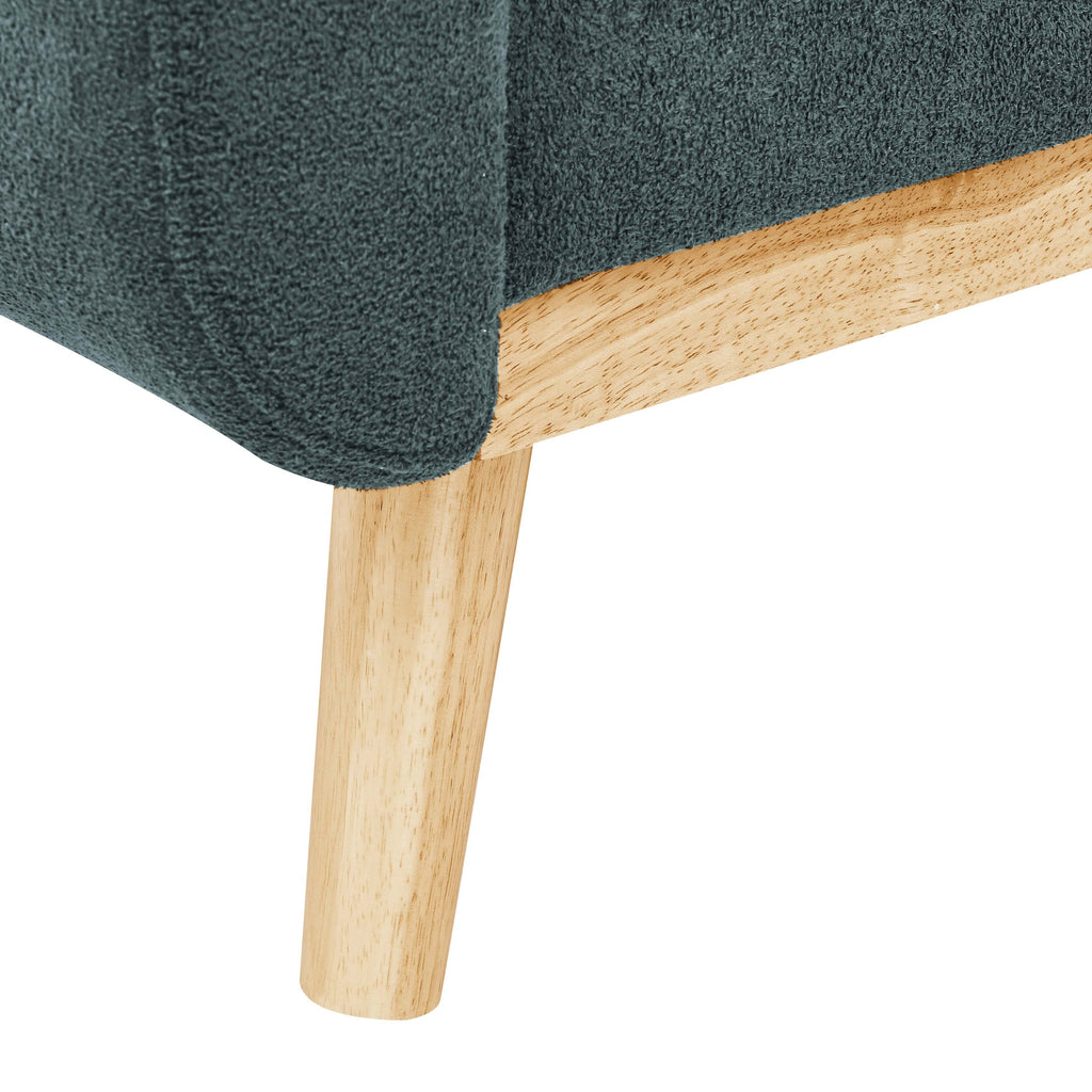 Causeuse capitonnée style milieu de siècle avec pieds en bois - 29,5 po x 67,7 po x 34,6 po