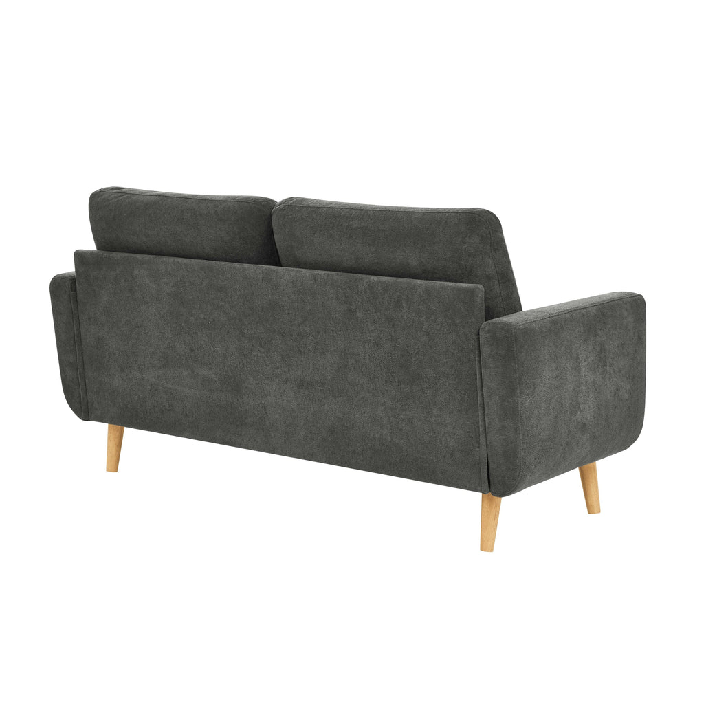 Causeuse capitonnée style milieu de siècle avec pieds en bois - 29,5 po x 67,7 po x 34,6 po