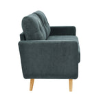 Causeuse capitonnée style milieu de siècle avec pieds en bois - 29,5 po x 67,7 po x 34,6 po