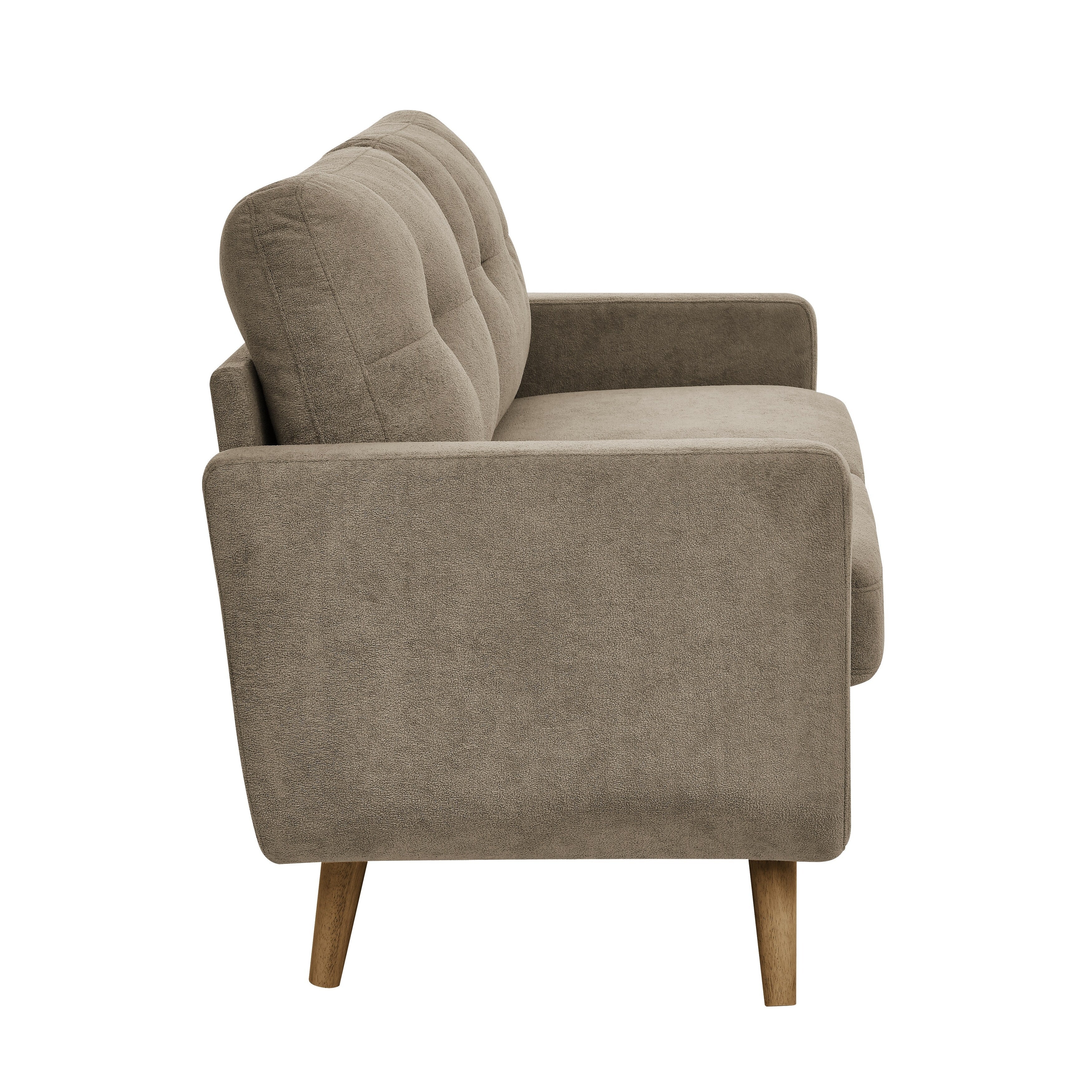 Causeuse capitonnée style milieu de siècle avec pieds en bois - 29,5 po x 67,7 po x 34,6 po