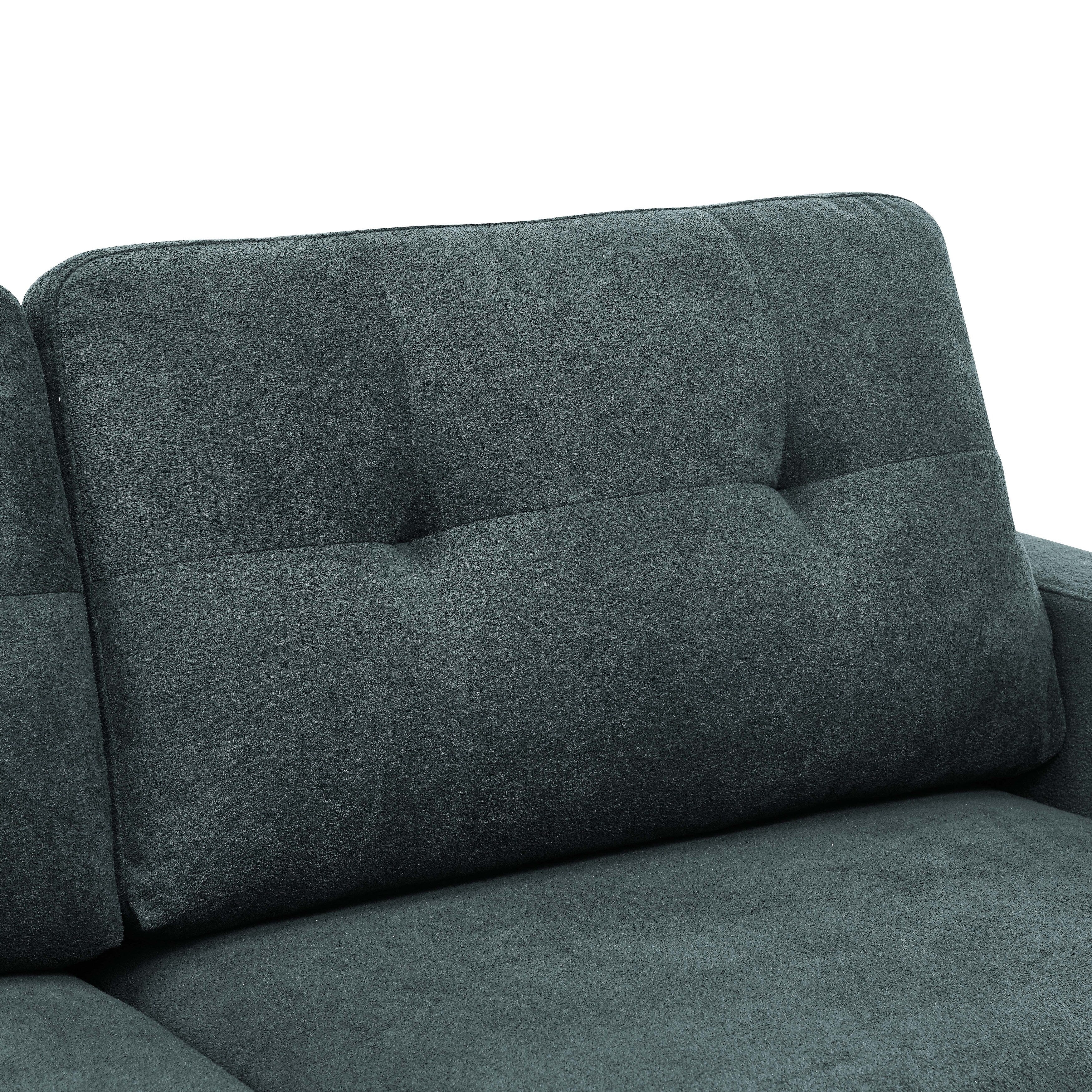 Causeuse capitonnée style milieu de siècle avec pieds en bois - 29,5 po x 67,7 po x 34,6 po