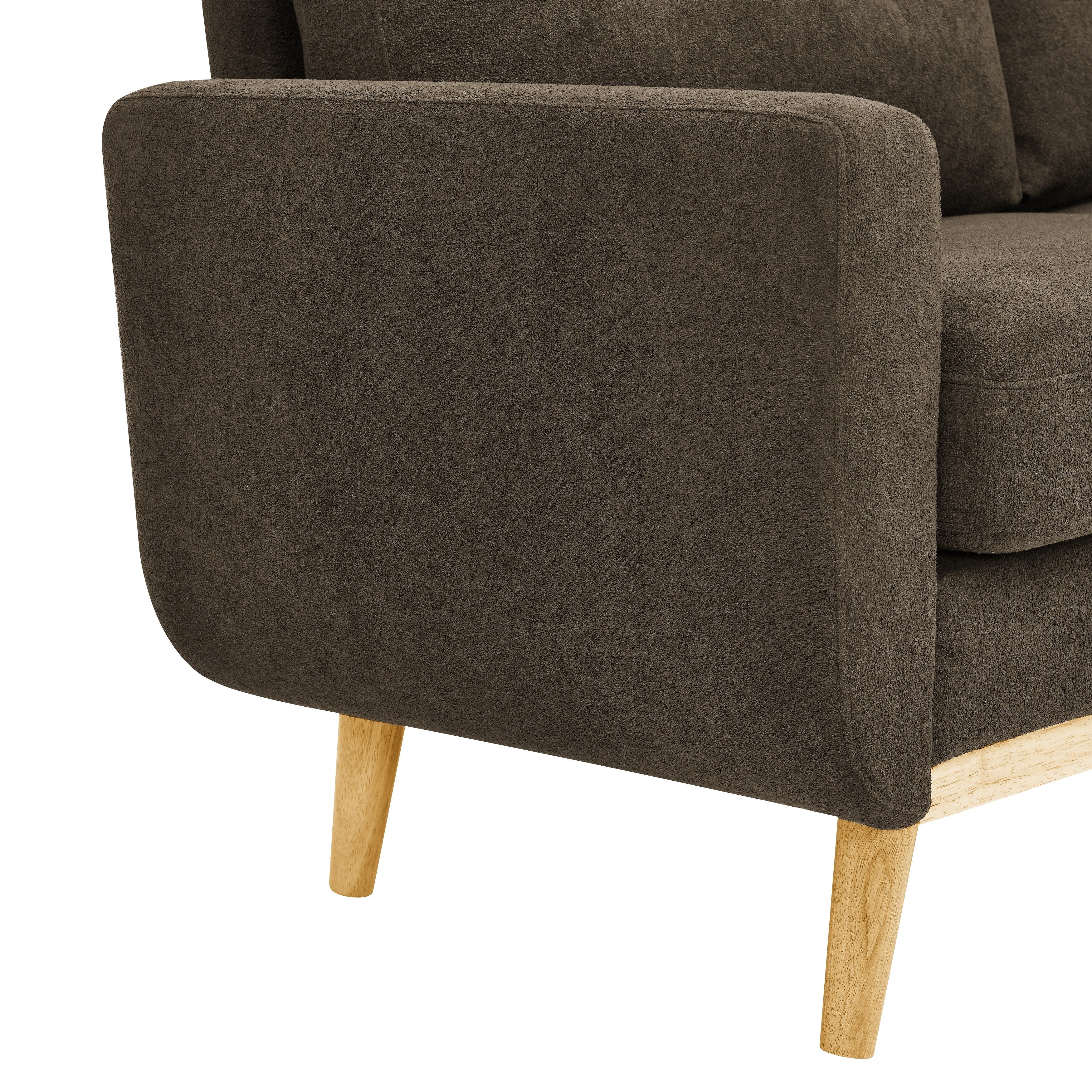 Causeuse capitonnée style milieu de siècle avec pieds en bois - 29,5 po x 67,7 po x 34,6 po