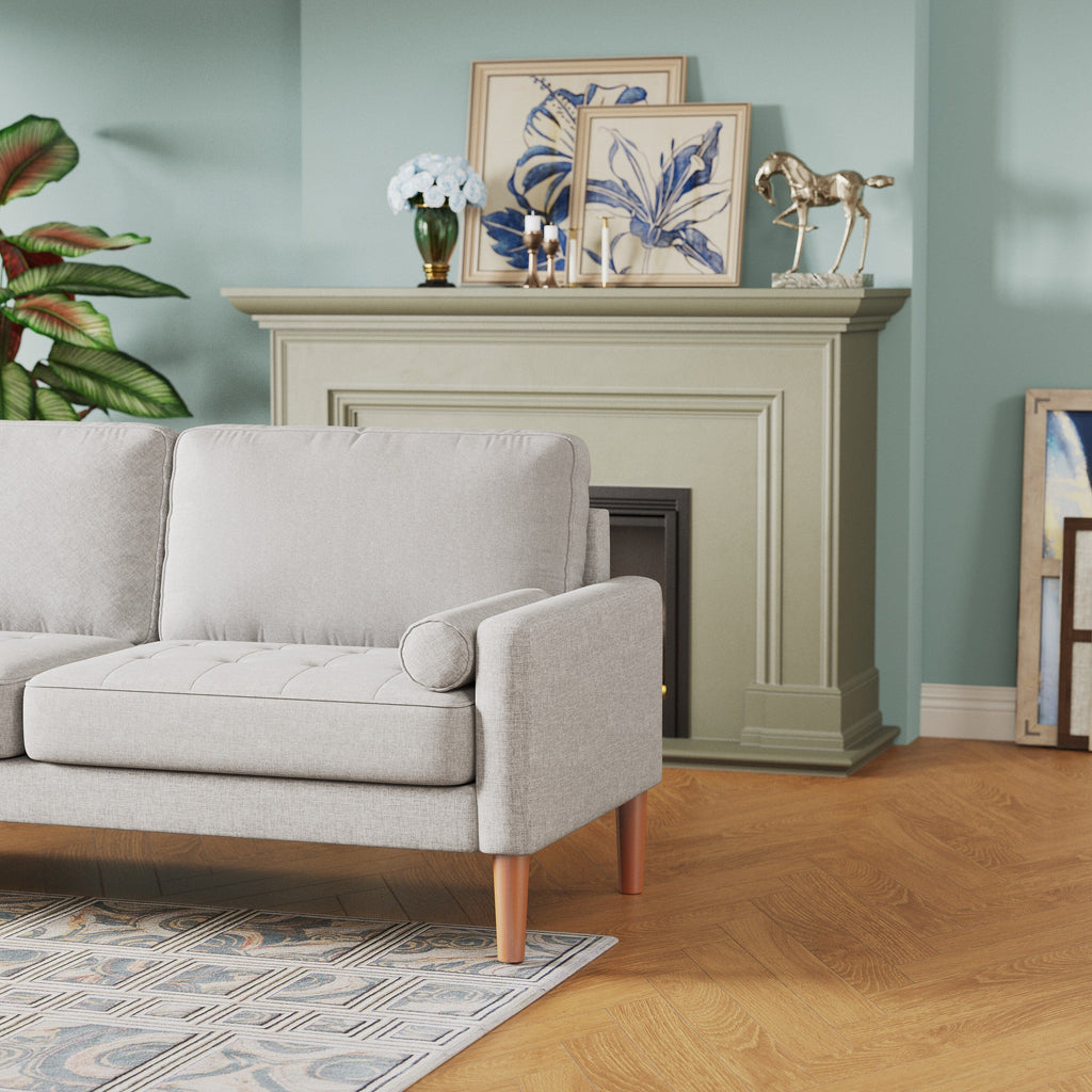 Canapé 3 places rembourré 67,7 avec coussins en mousse haute densité, structure en bois massif et assemblage sans outil