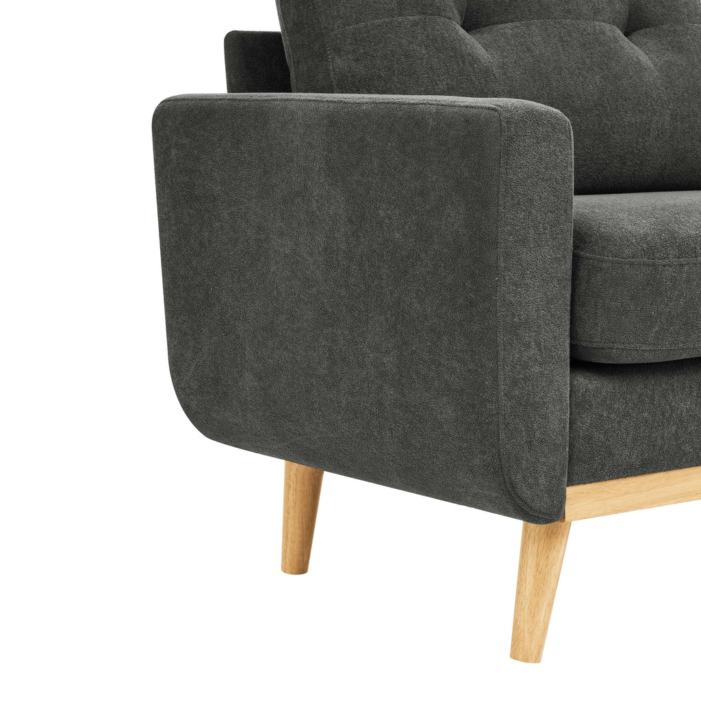 Canapé causeuse capitonné moderne du milieu du siècle de 67,7 po de large avec pieds en bois