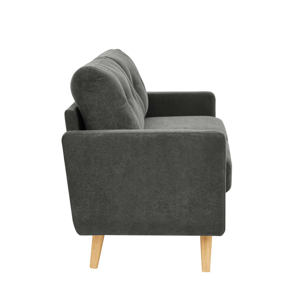 Canapé causeuse capitonné moderne du milieu du siècle de 67,7 po de large avec pieds en bois