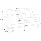 Canapé causeuse capitonné moderne du milieu du siècle de 67,7 po de large avec pieds en bois