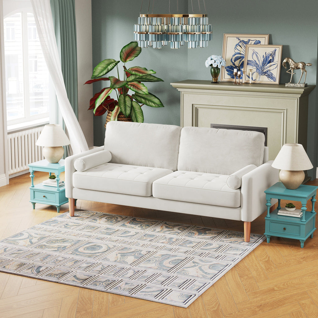 Canapé 3 places rembourré de 67,7 pouces, avec cadre en bois massif, coussins en mousse haute densité, assemblage sans outil