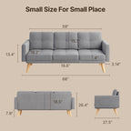 Canapé 3 places de 67 pouces avec accoudoirs moelleux et 3 coussins confortables pour le salon