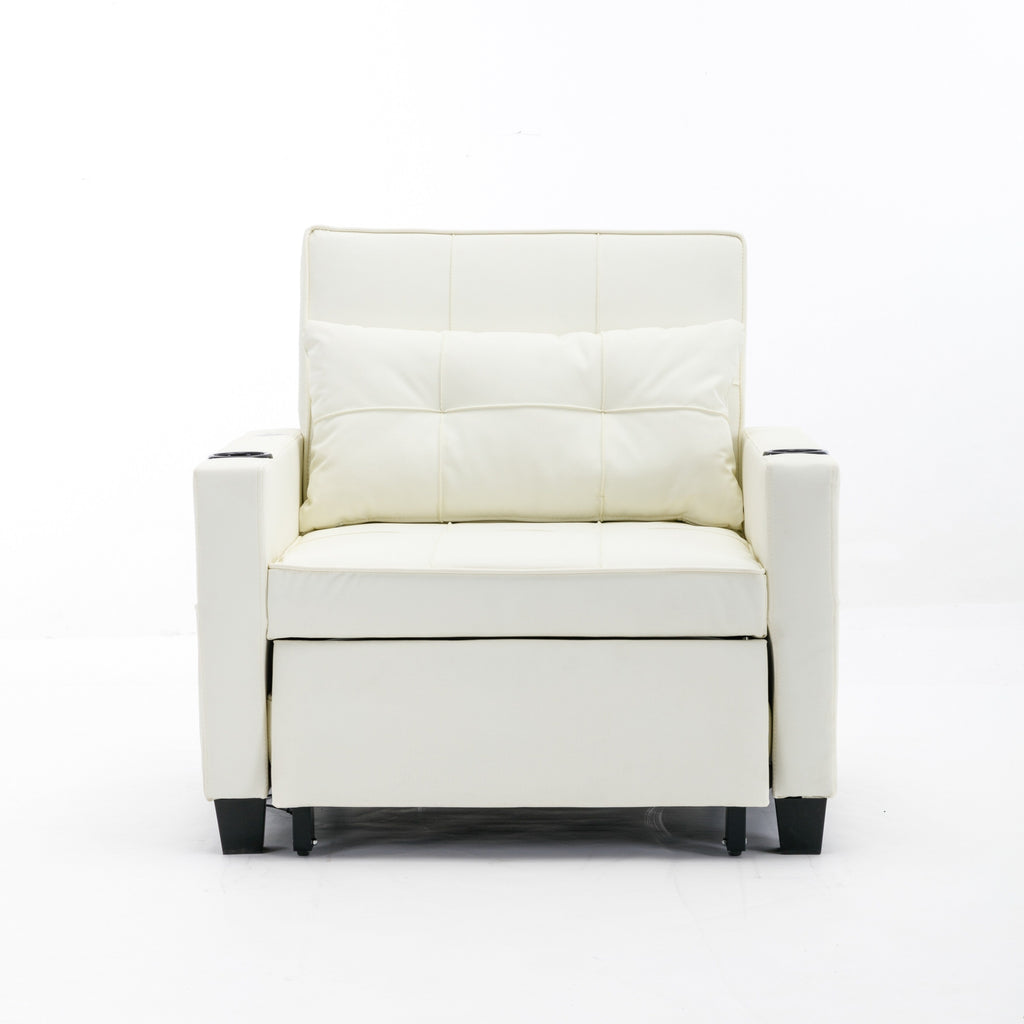 Canapé convertible 3 en 1 en similicuir 68.12 avec ports USB et tissu résistant à l'usure pour le salon