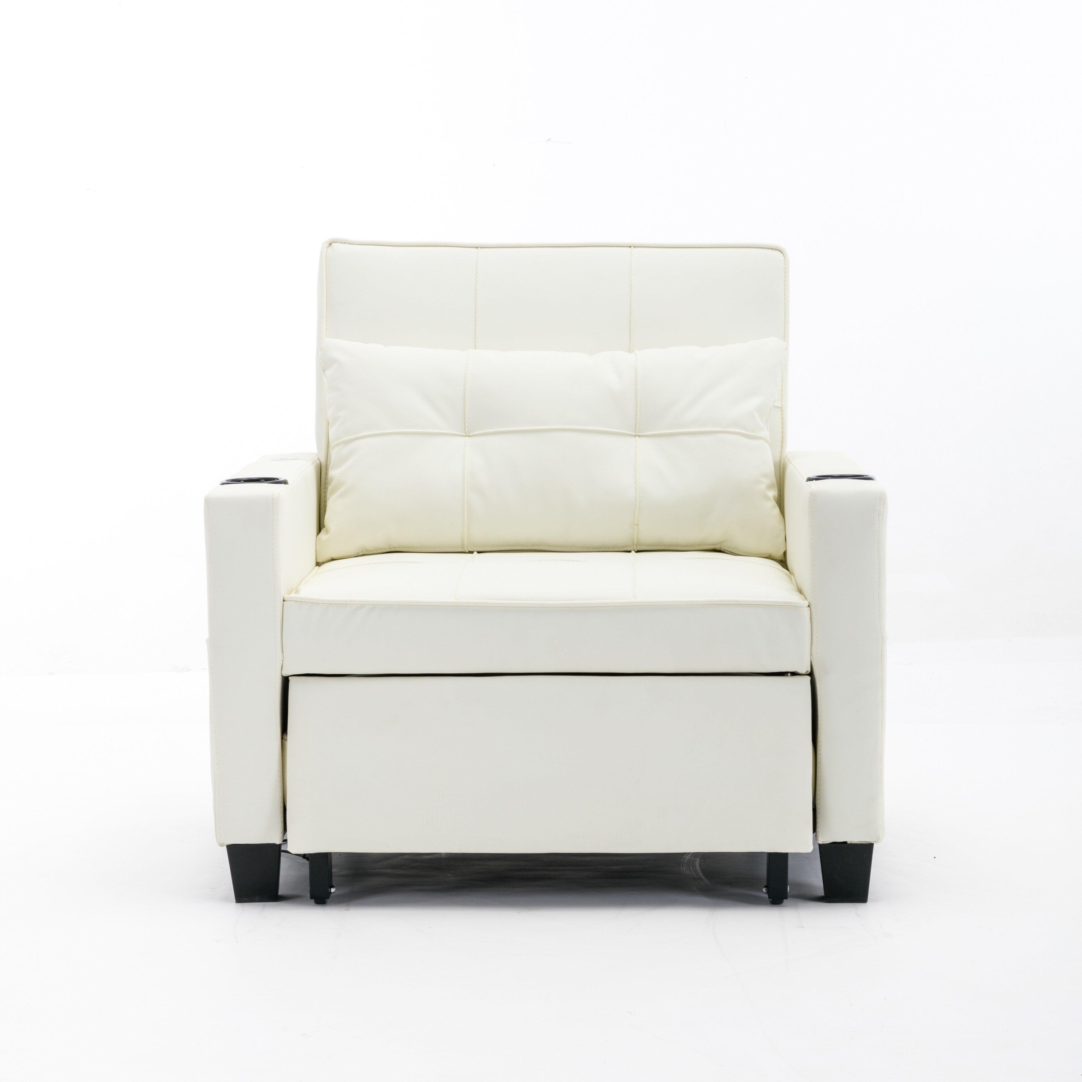 Canapé convertible 3 en 1 en similicuir 68.12 avec ports USB et tissu résistant à l'usure pour le salon