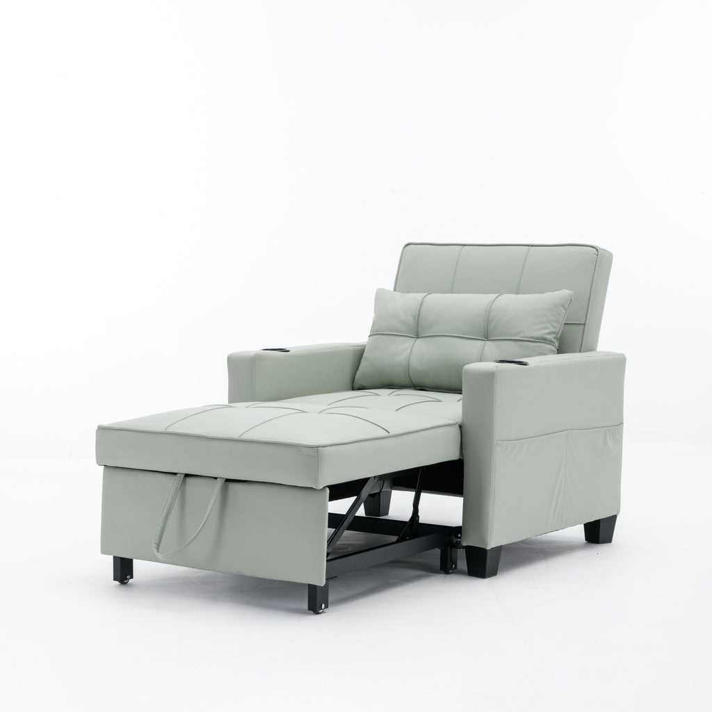 Canapé convertible 3 en 1 en similicuir 68.12 avec ports USB et tissu résistant à l'usure pour le salon