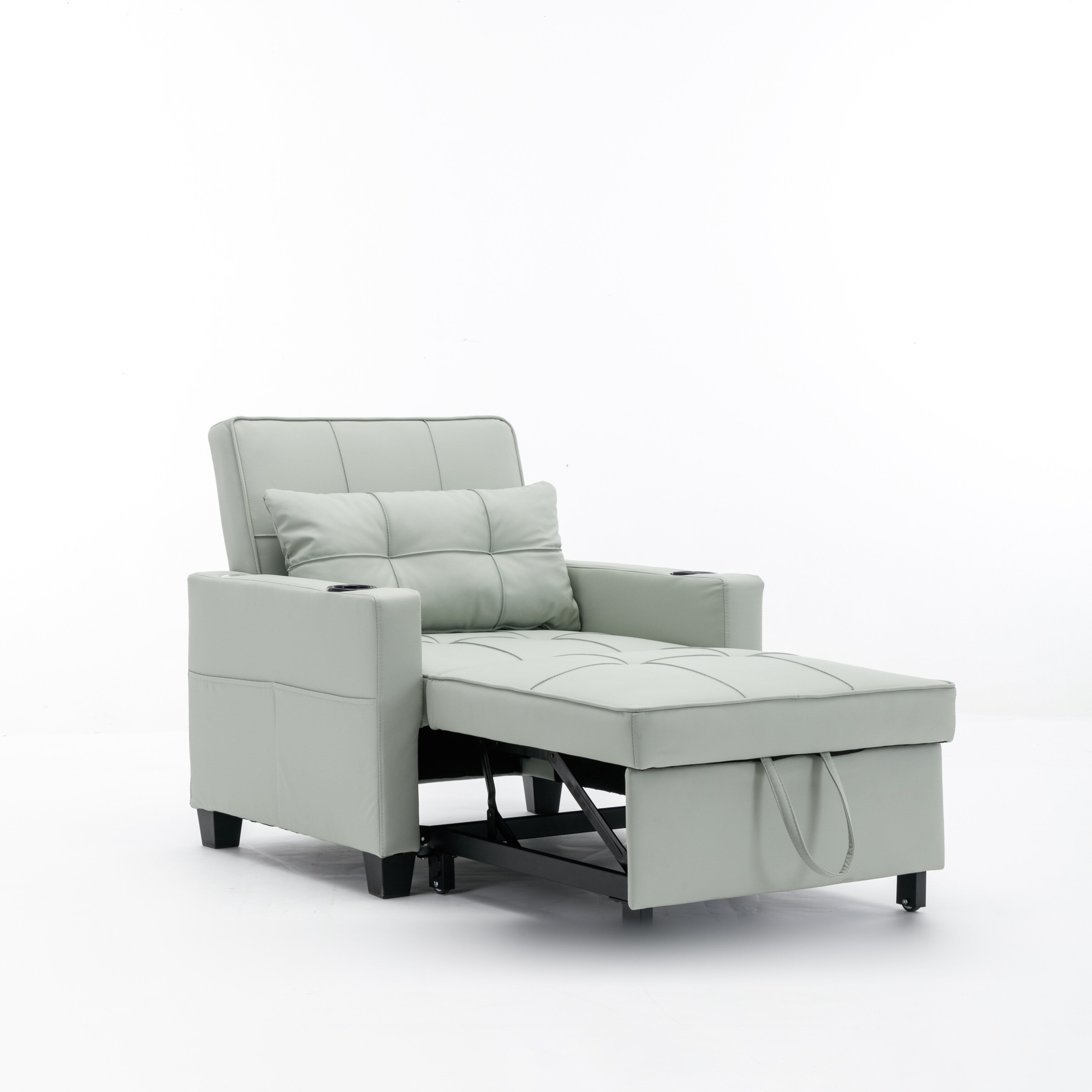 Canapé convertible 3 en 1 en similicuir 68.12 avec ports USB et tissu résistant à l'usure pour le salon