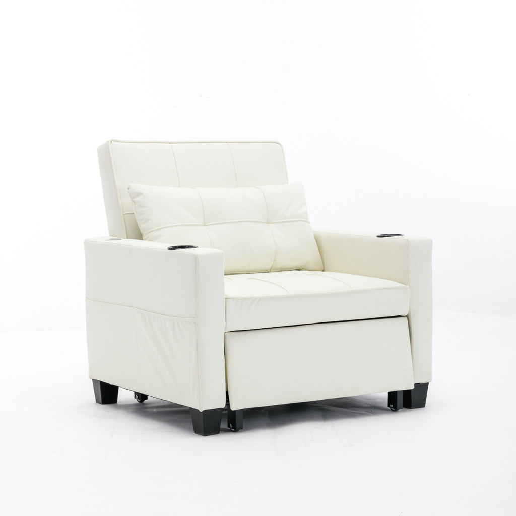 Canapé convertible 3 en 1 en similicuir 68.12 avec ports USB et tissu résistant à l'usure pour le salon