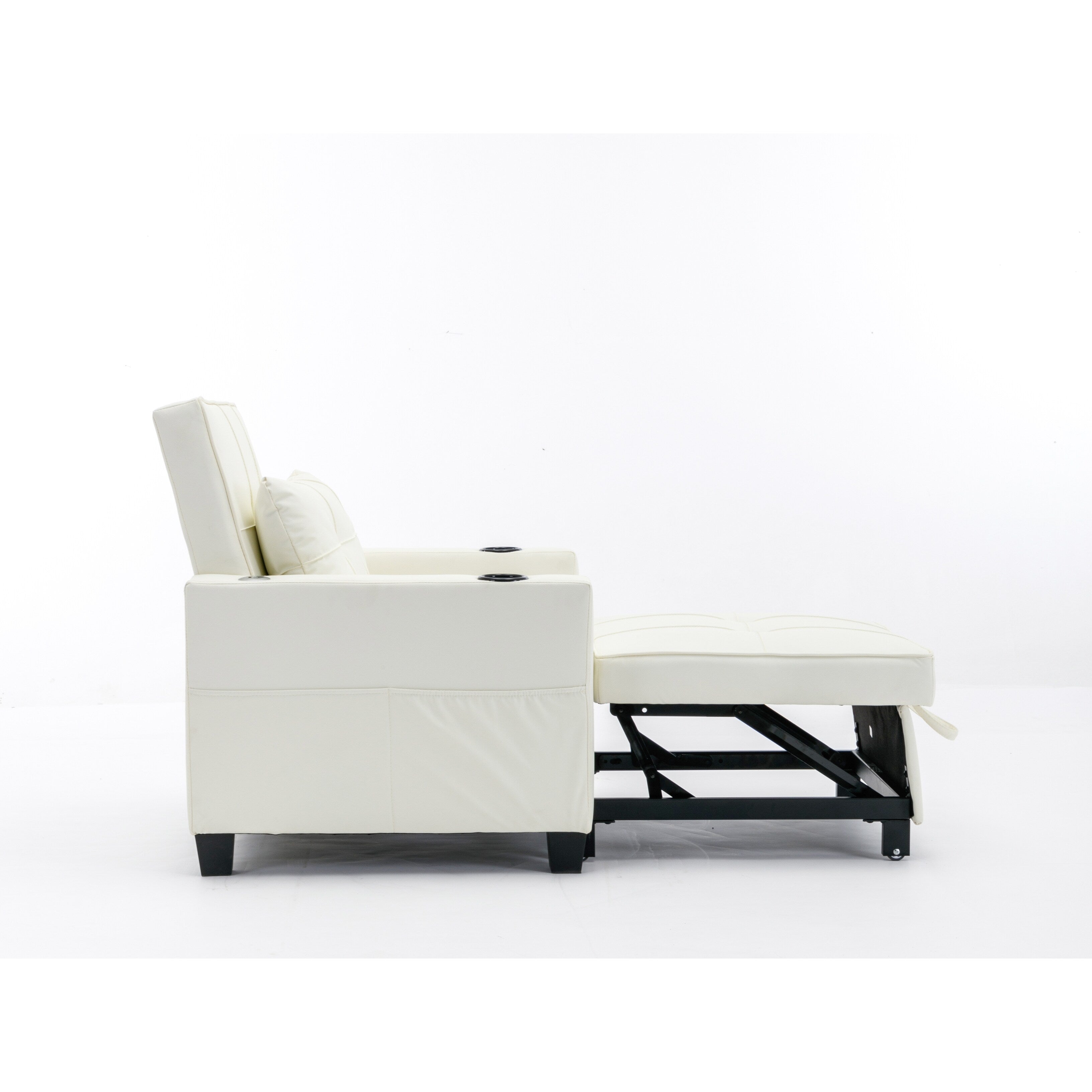 Canapé convertible 3 en 1 en similicuir 68.12 avec ports USB et tissu résistant à l'usure pour le salon