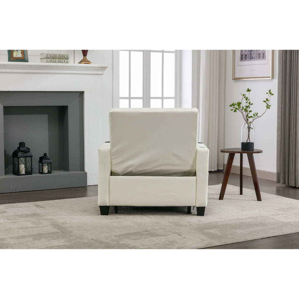 Canapé convertible 3 en 1 en similicuir 68.12 avec ports USB et tissu résistant à l'usure pour le salon