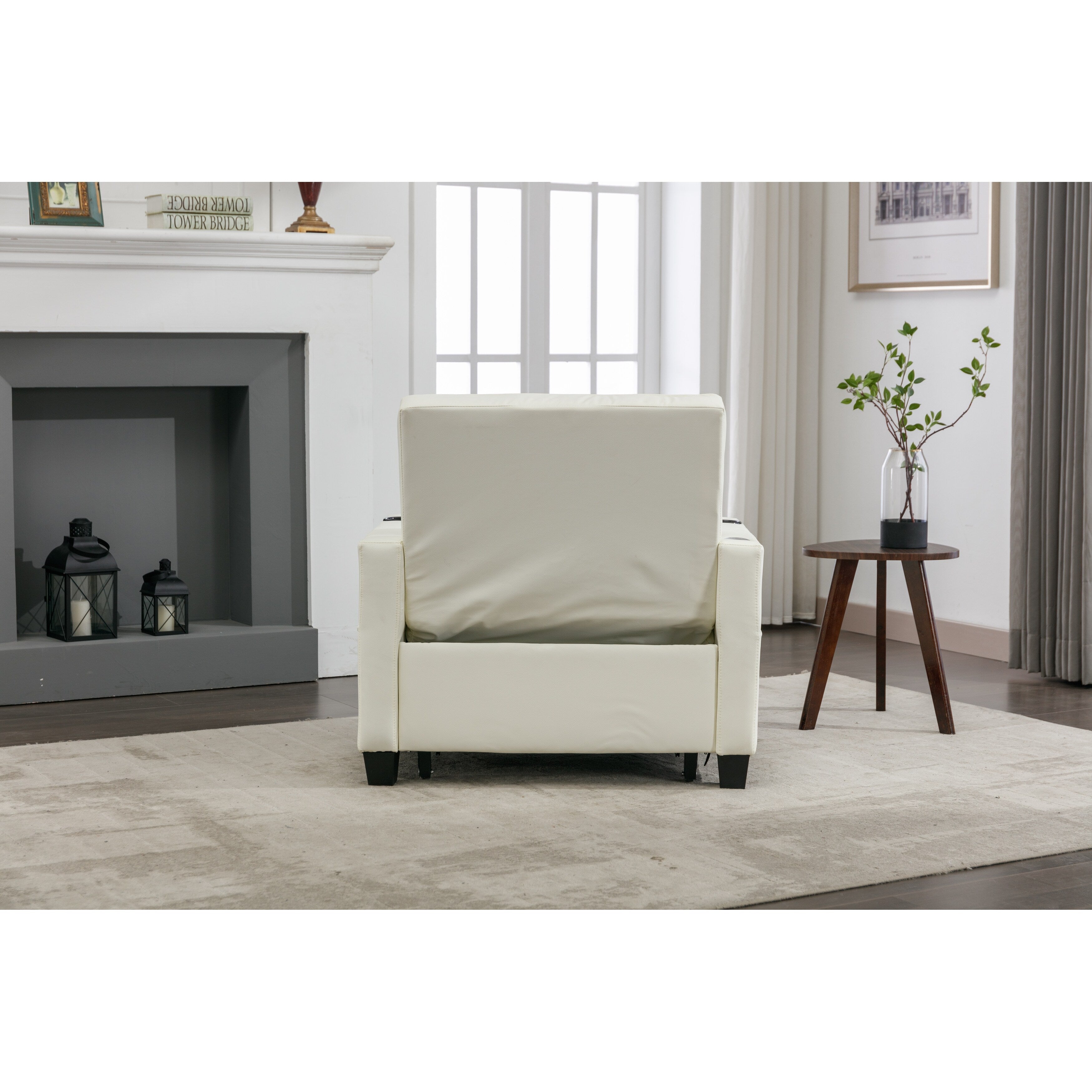 Canapé convertible 3 en 1 en similicuir 68.12 avec ports USB et tissu résistant à l'usure pour le salon