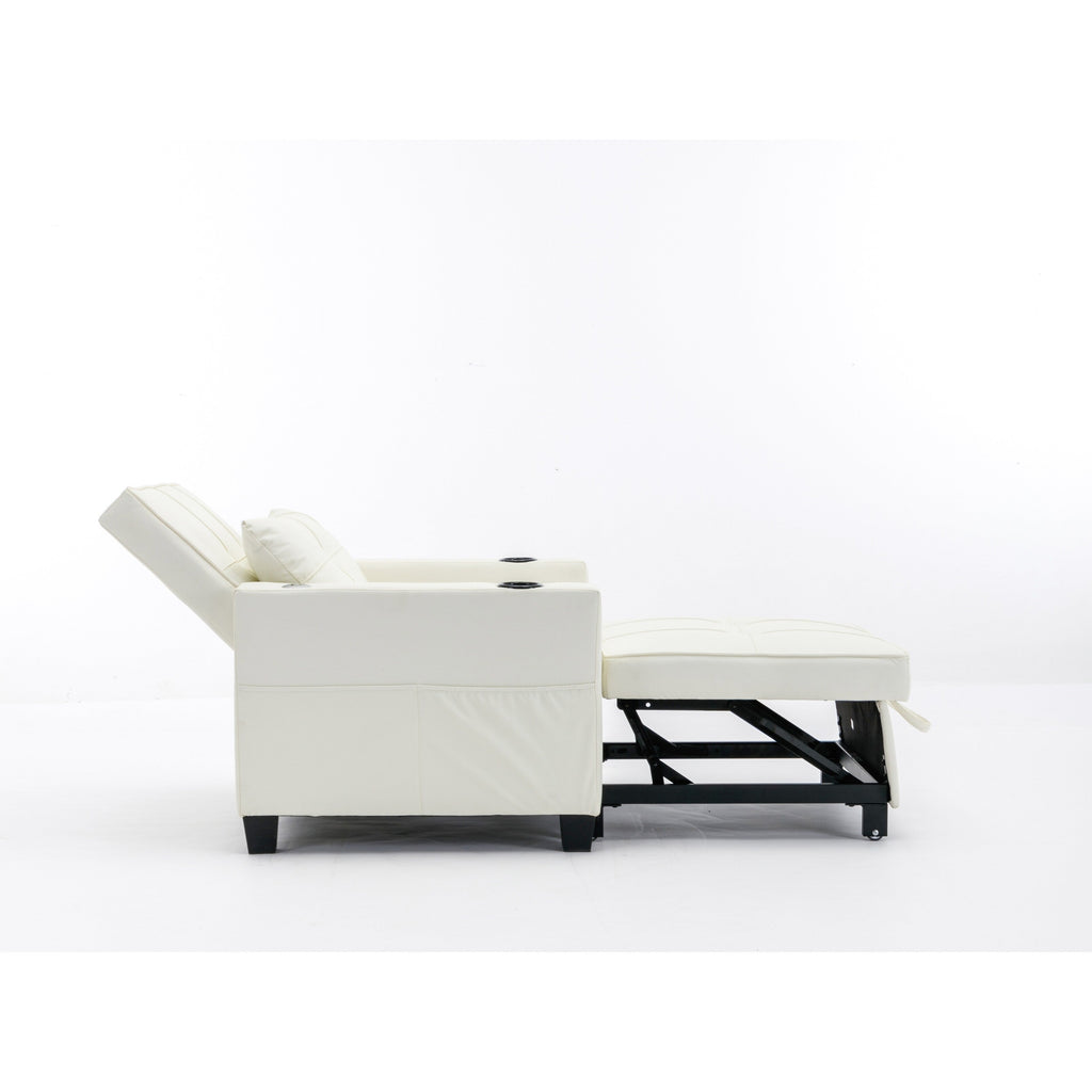 Canapé convertible 3 en 1 en similicuir 68.12 avec ports USB et tissu résistant à l'usure pour le salon